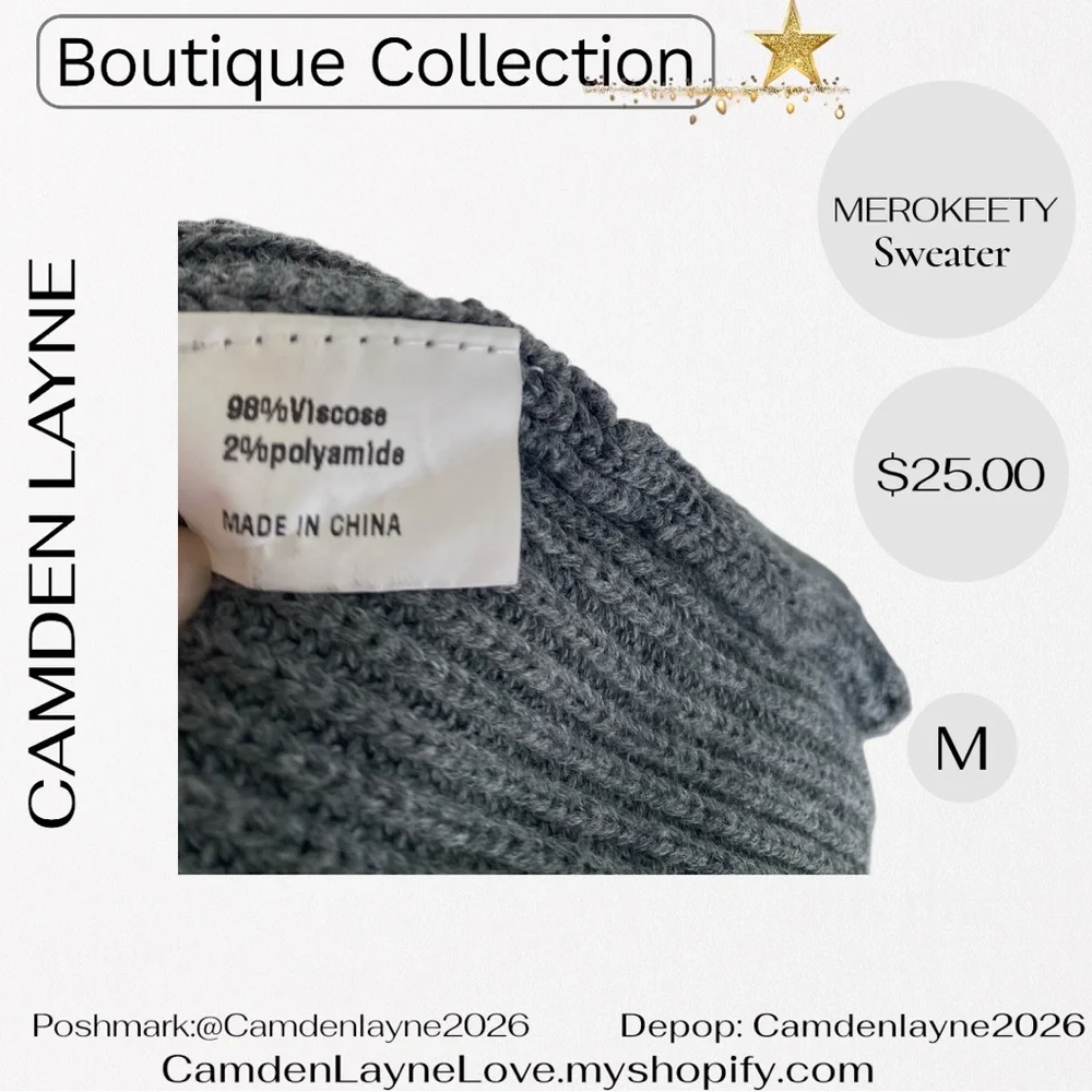 Merokeety Gray Women's Turtleneck Sweater - Picture 10 of 11